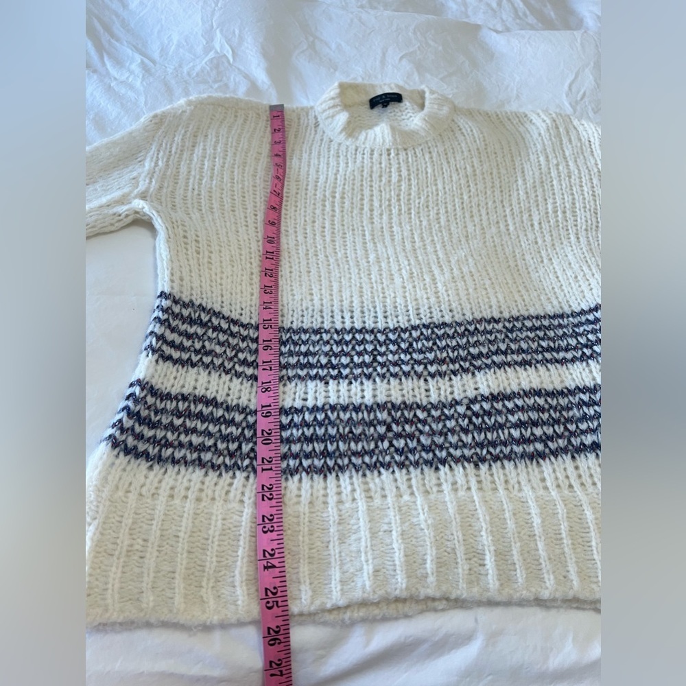 rag & bone | Women’s SZ M | Ivory Iceland Striped Wool Alpaca |Crew Neck Sweater - Picture 5 of 9